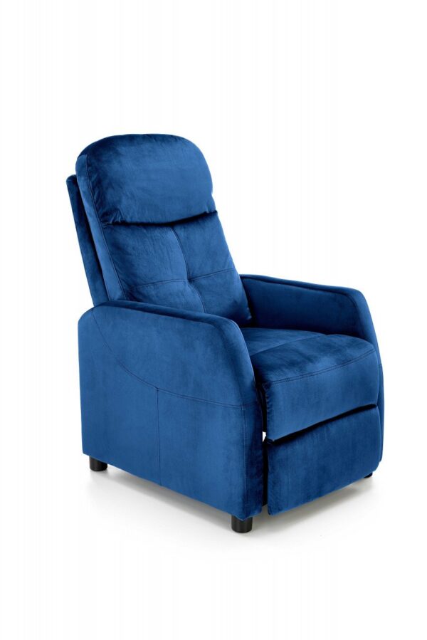Poltrona reclinabile Felipe 2 in velluto blu navy - H103 cm