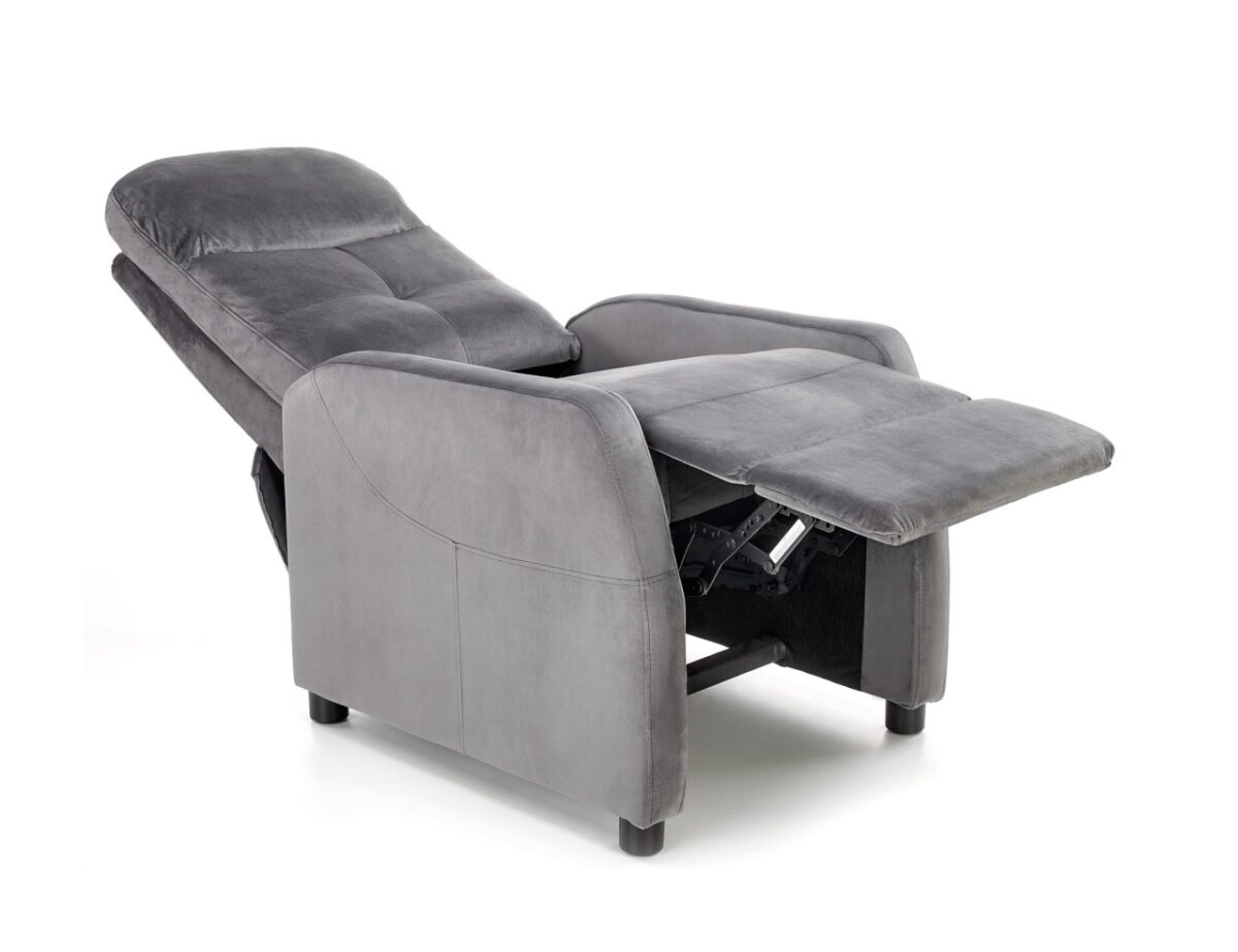 Poltrona reclinabile Felipe 2 in velluto grigio - H103 cm - immagine 14