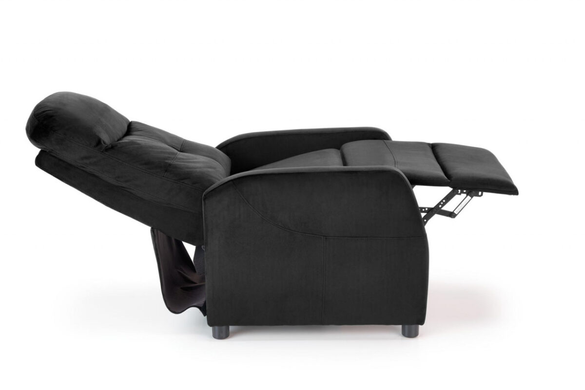Poltrona reclinabile Felipe 2 in velluto nero - H103 cm - immagine 11