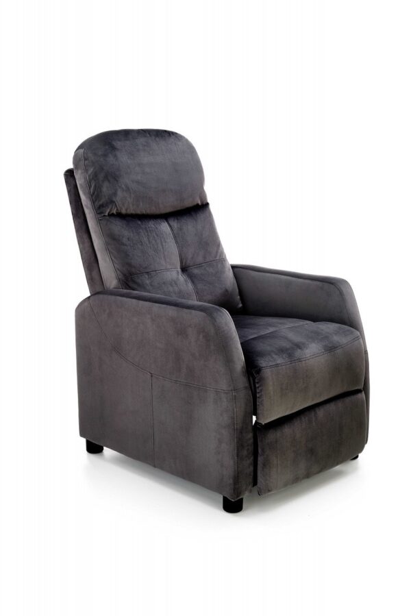 Poltrona reclinabile Felipe 2 in velluto nero - H103 cm
