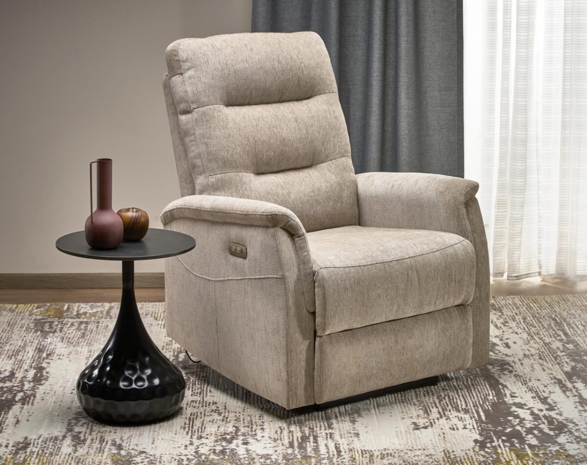 Poltrona reclinabile Jamal in tessuto beige - H105 cm - immagine 6