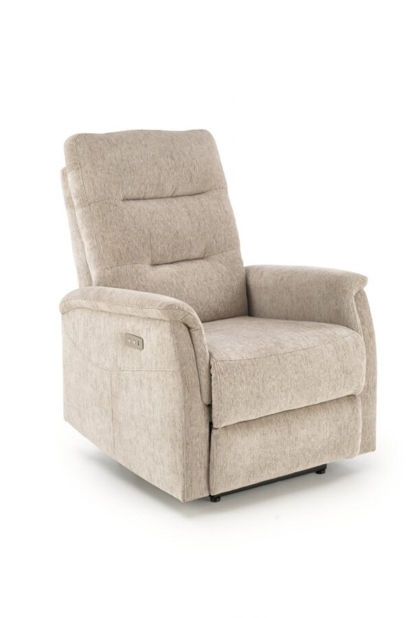 Poltrona reclinabile Jamal in tessuto beige - H105 cm