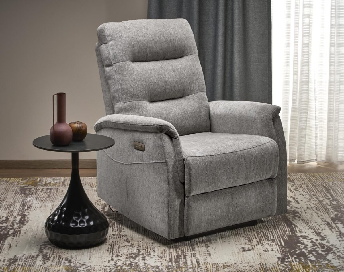 Poltrona reclinabile Jamal in tessuto grigio - H105 cm - immagine 5