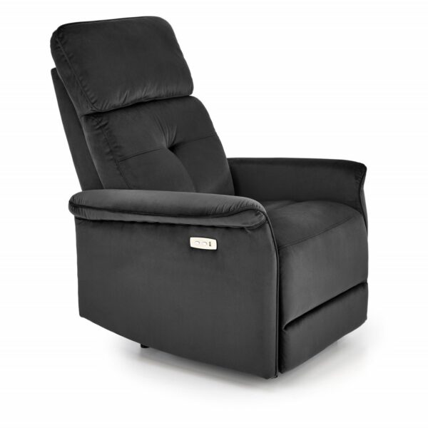 Poltrona reclinabile Semir in velluto nero - H108 cm