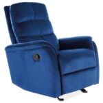 Poltrona reclinabile imbottita Jowisz in velluto blu - H102