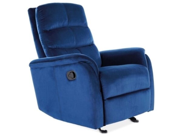 Poltrona reclinabile imbottita Jowisz in velluto blu - H102