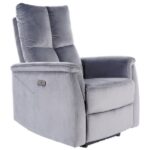 Poltrona reclinabile imbottita Neptun in velluto grigio - H96