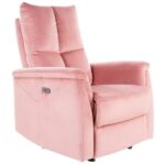 Poltrona reclinabile imbottita Neptun Velvet in velluto rosa - H96
