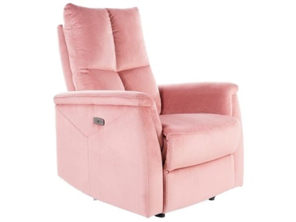 Poltrona reclinabile imbottita Neptun Velvet in velluto rosa - H96