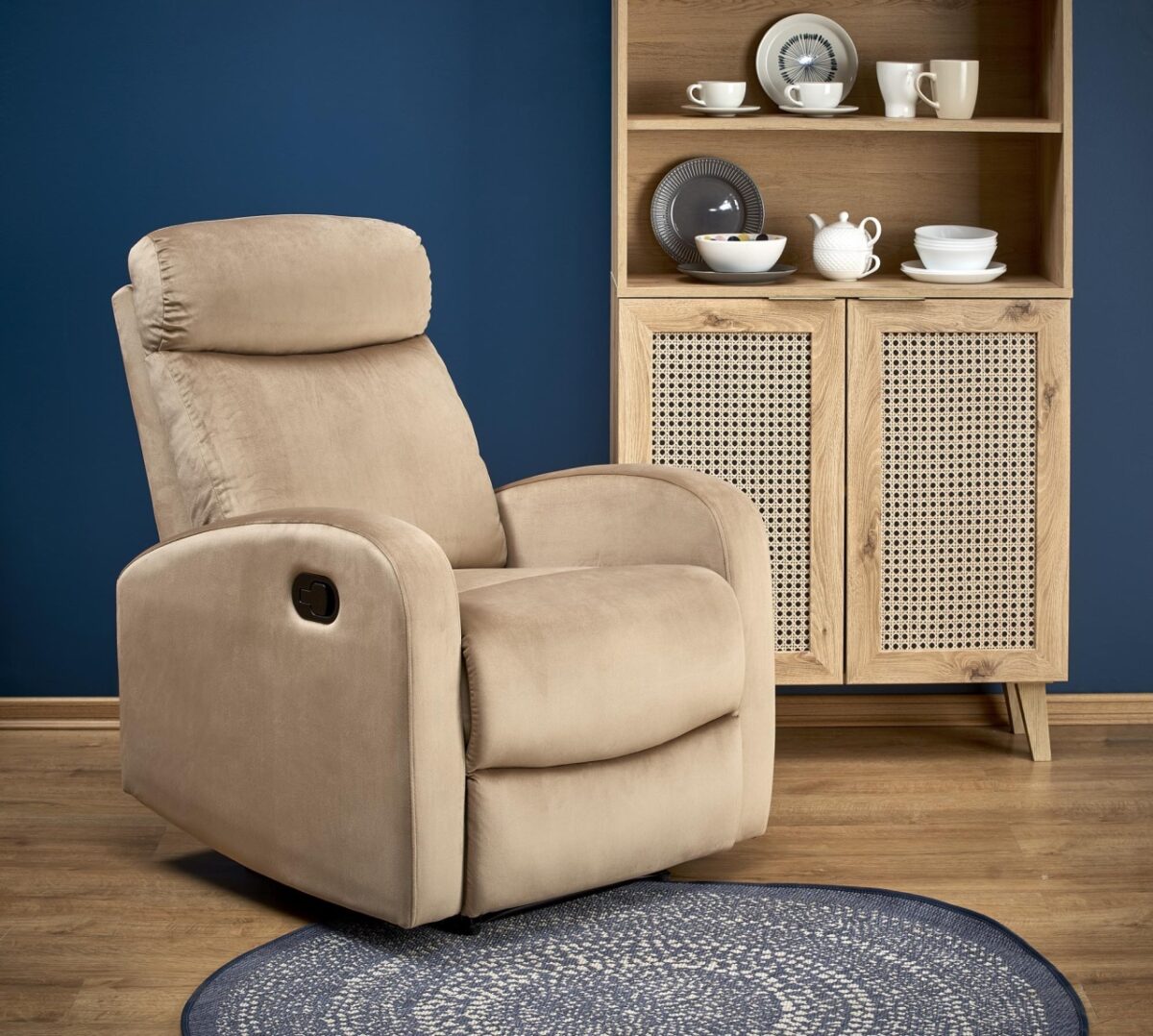 Poltrona reclinabile Wonder in velluto beige - H98 cm - immagine 4