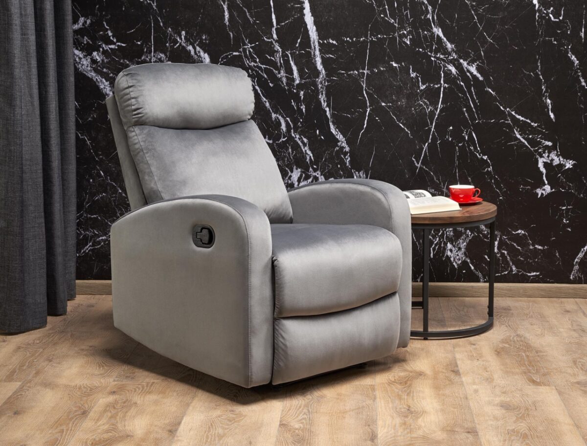 Poltrona reclinabile Wonder in velluto grigio - H98 cm - immagine 2