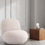 Poltrona girevole Chuck in boucle - L77 cm