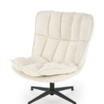 Poltrona girevole Fofana in tessuto crema - H91 cm