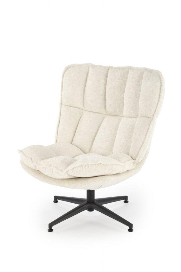 Poltrona girevole Fofana in tessuto crema - H91 cm