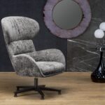 Poltrona girevole Franco in tessuto grigio - H104 cm