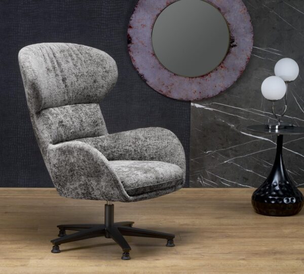 Poltrona girevole Franco in tessuto grigio - H104 cm