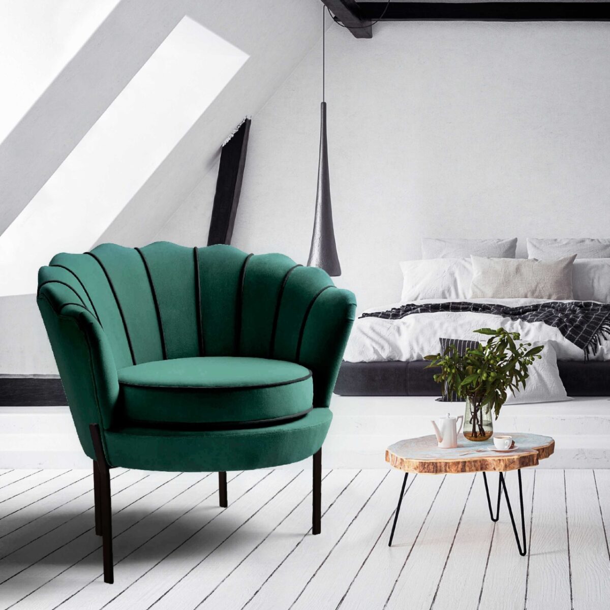 Poltrona imbottita Angelo in verde - immagine 5
