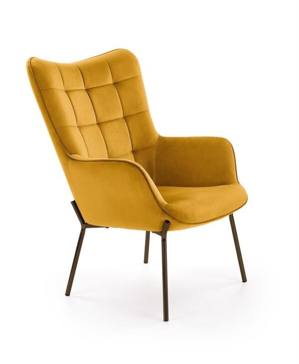 Poltrona imbottita Castel in senape - L79 x H71 x H97 cm