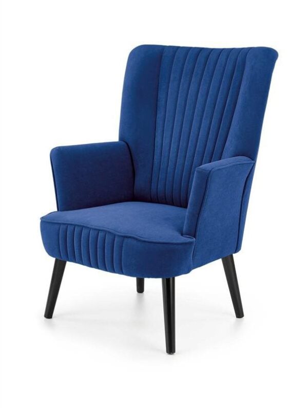 Poltrona imbottita Delgado in velluto blu navy - H100 cm