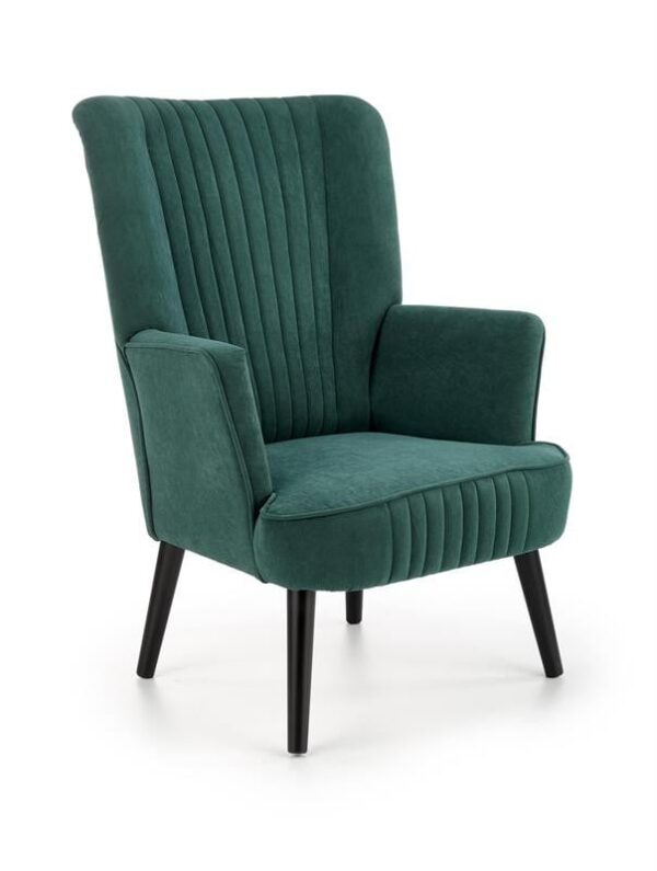 Poltrona imbottita Delgado in velluto verde - H100 cm
