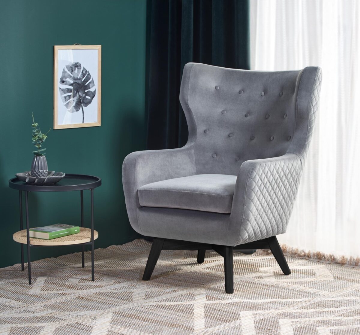Poltrona imbottita Marvel in  velluto grigio - H103 cm - immagine 10