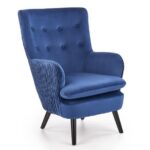 Poltrona imbottita Ravel in velluto blu - H100 cm