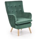 Poltrona imbottita Ravel in velluto verde - H100 cm