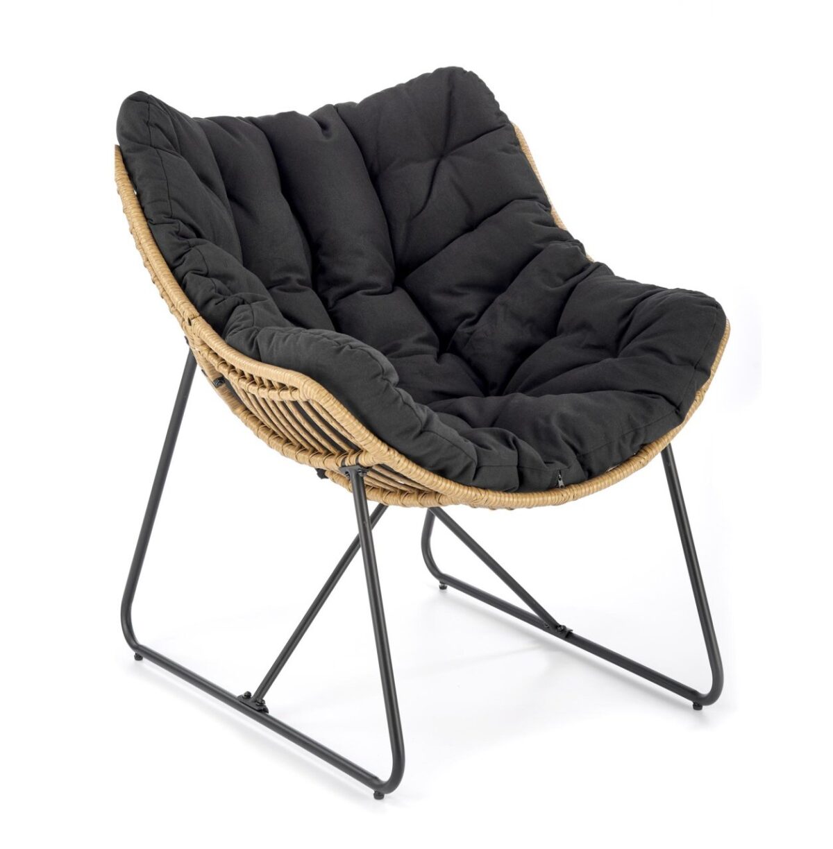 Poltrona imbottita Whisper in legno naturale/nero - H90 cm - immagine 14