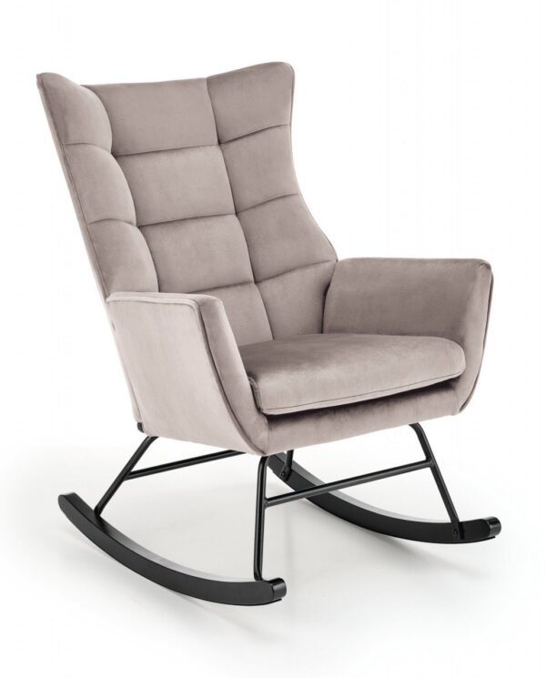 Poltrona a dondolo Bazalto in velluto beige - H92 cm