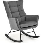 Poltrona a dondolo Bazalto in velluto grigio - H92 cm