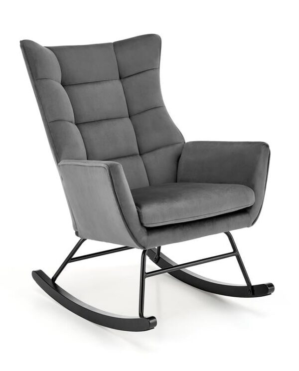 Poltrona a dondolo Bazalto in velluto grigio - H92 cm
