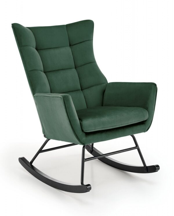 Poltrona a dondolo Bazalto in velluto verde - H92 cm