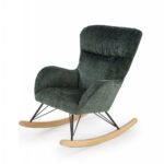 Poltrona a dondolo Castro in tessuto verde - H92 cm