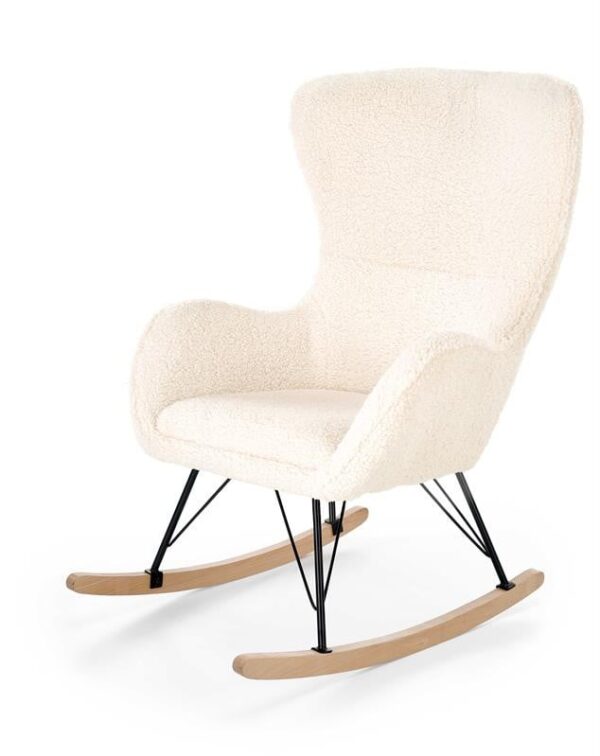 Poltrona a dondolo Liberto 2 crema/nero-naturale - H106 cm