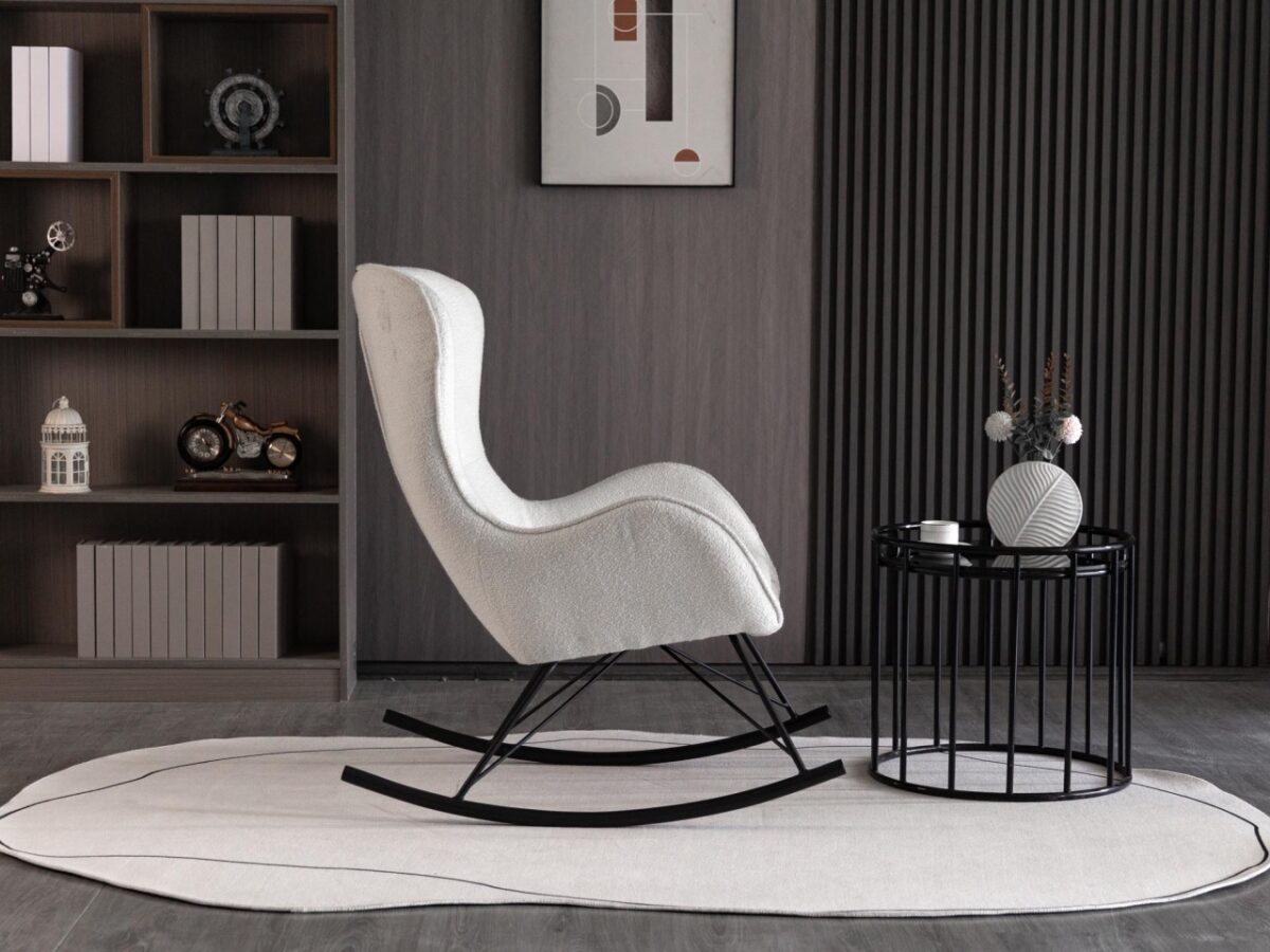 Poltrona a dondolo Liberto 3 bianco/nero - H106 cm - immagine 8