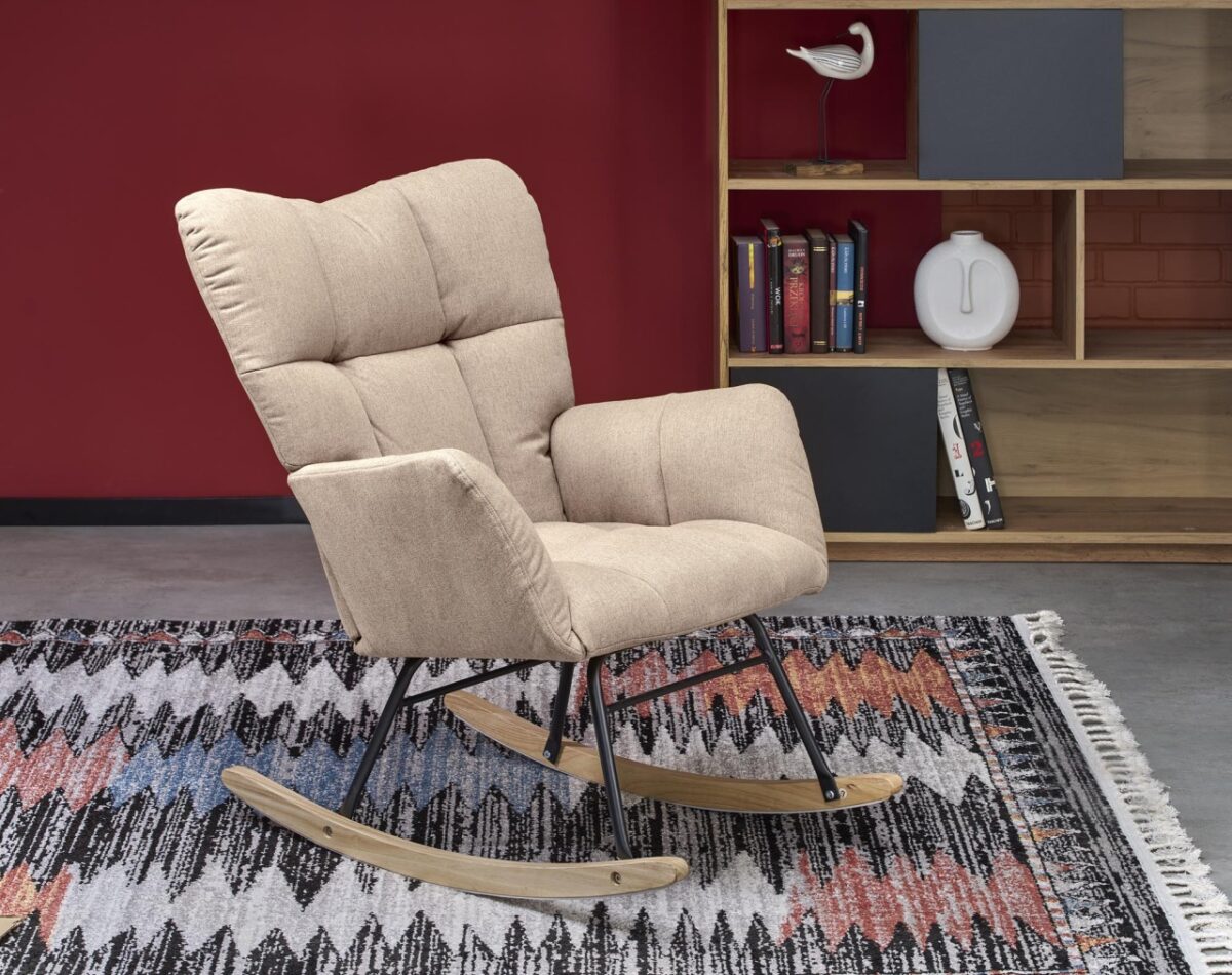 Poltrona a dondolo Vasco beige H94 cm - immagine 3