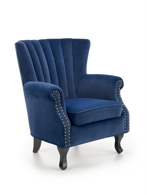 Poltrona Titan in velluto blu navy - H87 cm