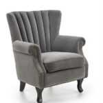 Poltrona Titan in velluto grigio - H87 cm