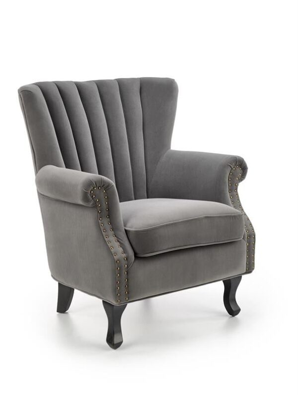 Poltrona Titan in velluto grigio - H87 cm