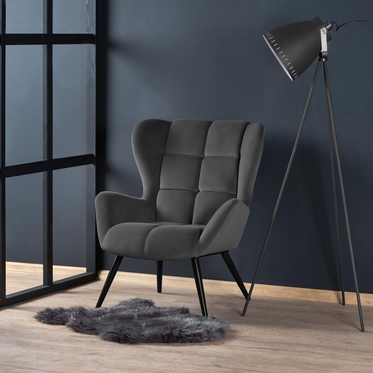 Poltrona Tyrion in velluto grigio - H91 cm - immagine 11