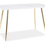 Tavolo Ceres effetto marmo bianco/oro - H75