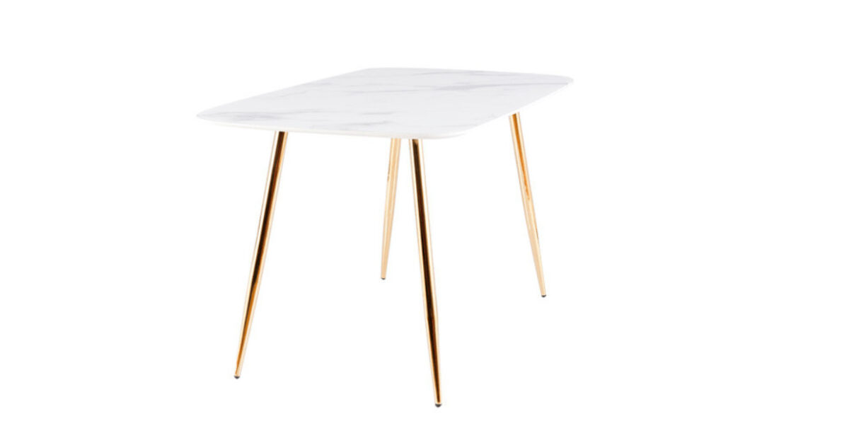 Tavolo Ceres effetto marmo bianco/oro - H75 - immagine 3