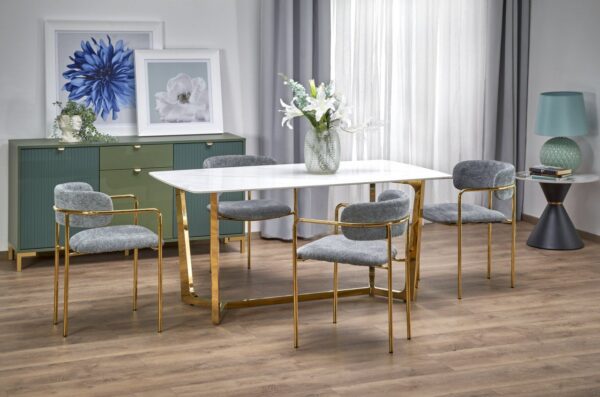 Tavolo Clemente bianco/oro L160 x l90 x H76