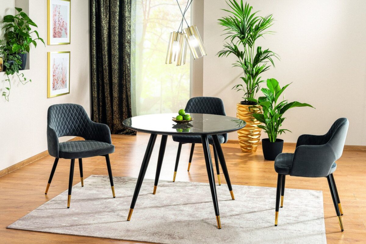 Tavolo Cyryl II rotondo effetto marmo nero - Ø100 x h76 cm - immagine 2