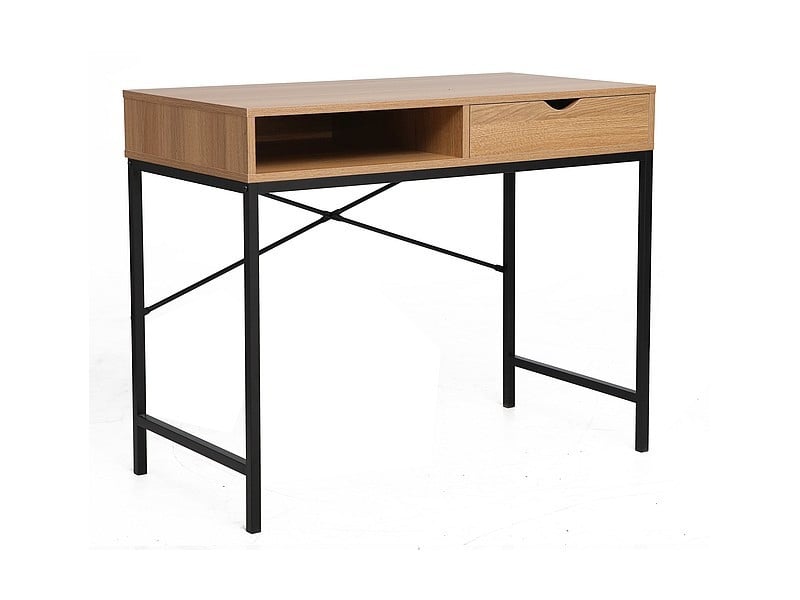 masa-de-birou-b-027-stejar-negru30203 Scrivania da ufficio B-027 in rovere/nero - immagine 1