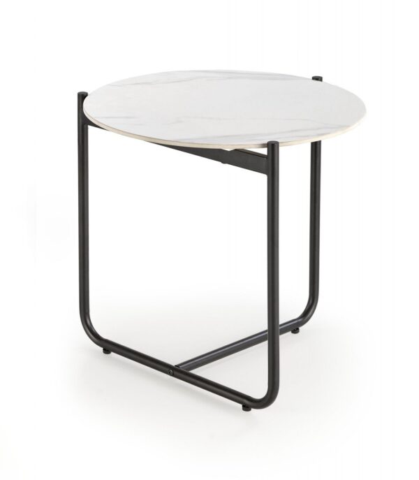 Tavolino da caffè Acuna S effetto marmo bianco/nero - ø50/h50 cm