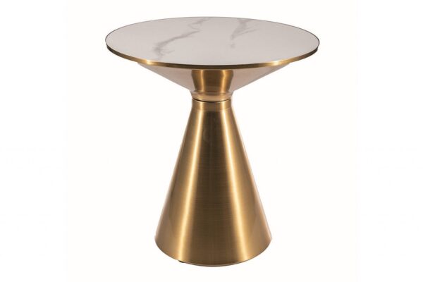 Tavolino da caffè Aries in bianco/oro - d50 x h53 cm