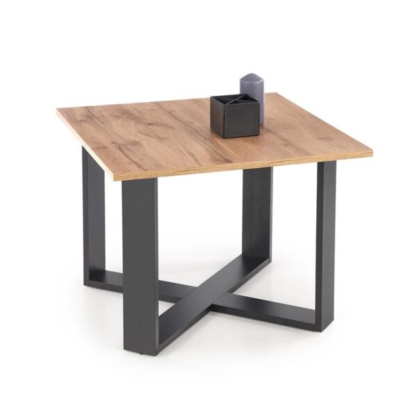 Tavolino da caffè Cross in rovere wotan/nero - H50 cm