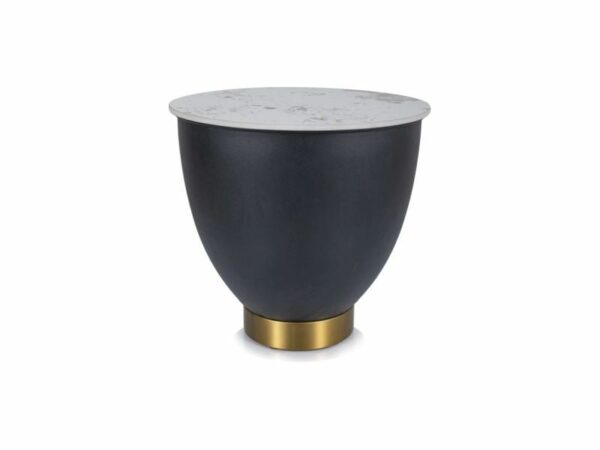 Tavolino da caffè Cyprus B effetto marmo bianco/nero - ø48/h45