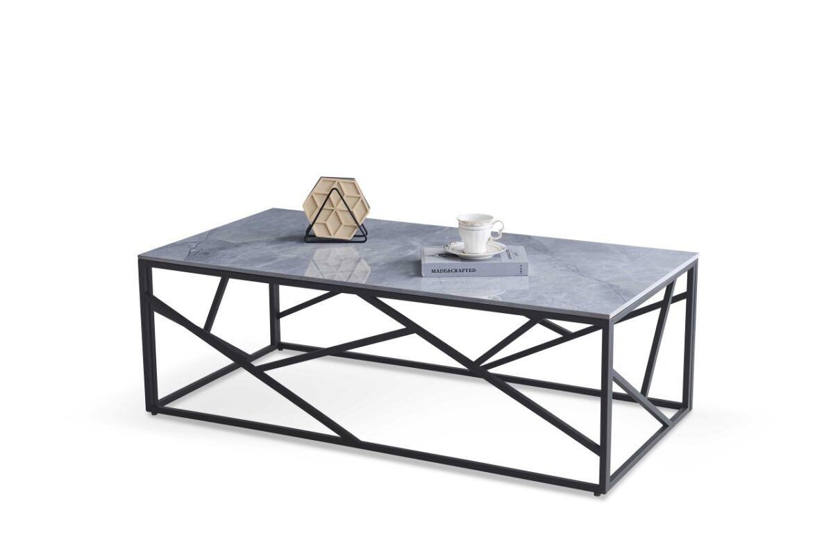 Tavolino da caffè rettangolare Universe 2 effetto marmo grigio/nero - L120 cm - immagine 10